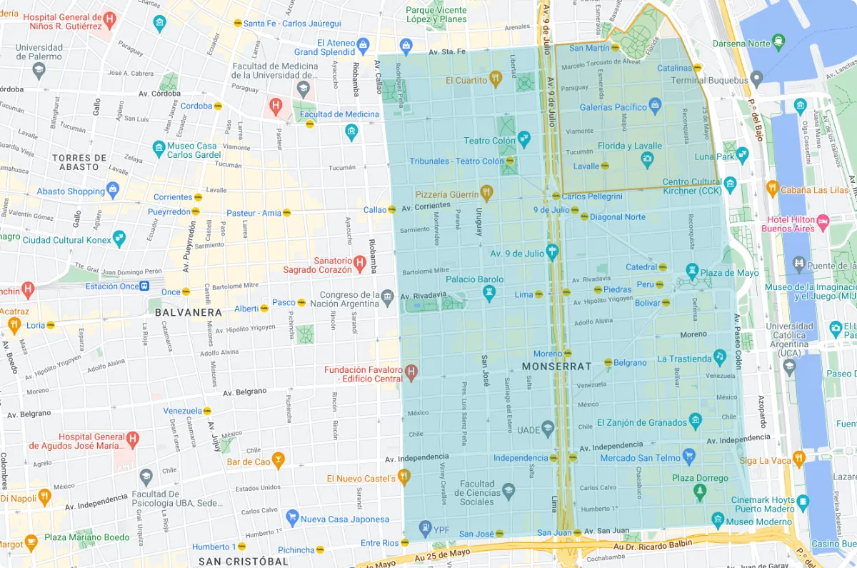 Mapa del microcentro porteño