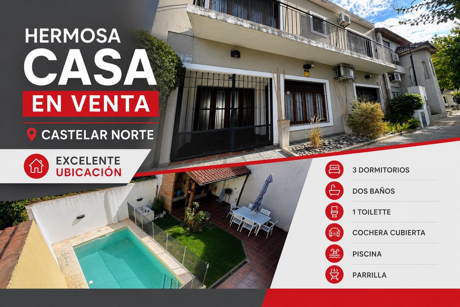 Casa en venta · Castelar Norte, Castelar, Morón, GBA Oeste, Provincia de Buenos Aires