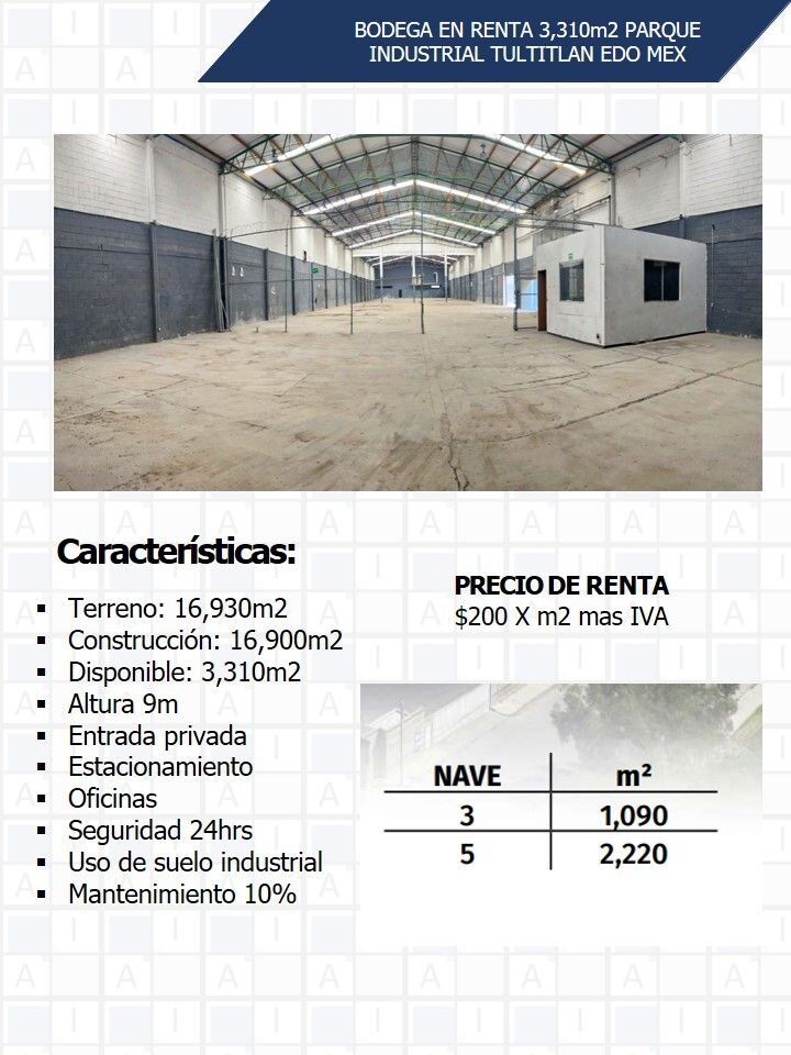 Nave industrial en renta · Cartagena, Tultitlán, Estado de México