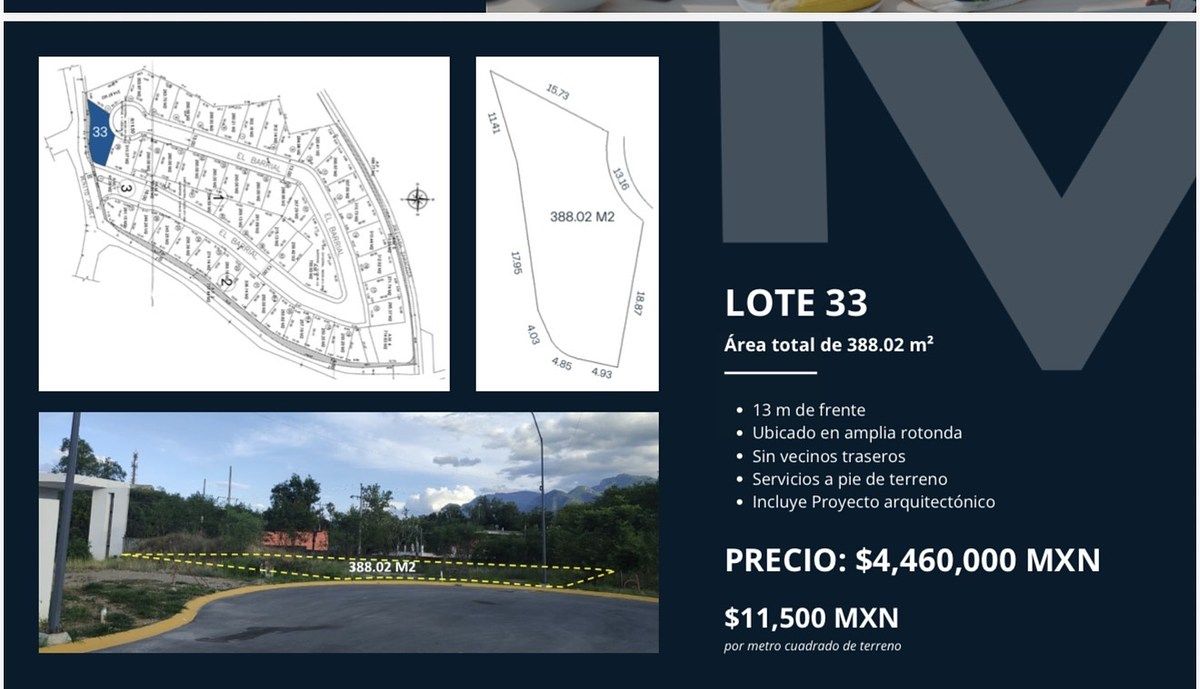 Lote en venta · El Barrial, Santiago, Nuevo León