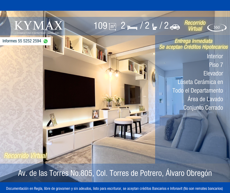 Departamento en venta · Torres de Potrero, Álvaro Obregón, Ciudad de México