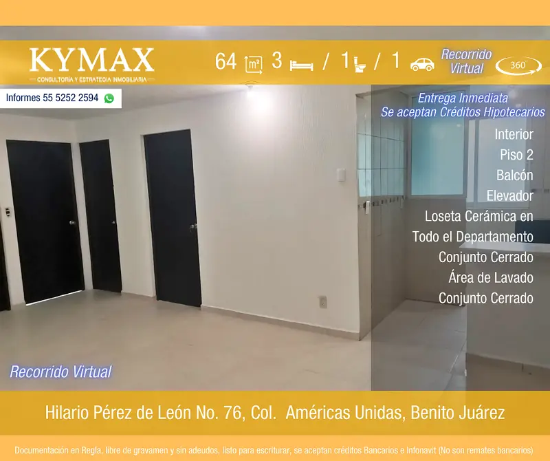 Departamento en venta · Américas Unidas, Benito Juárez, Ciudad de México