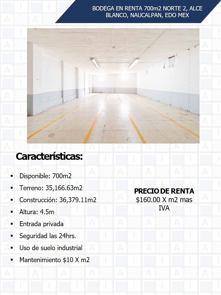 Bodega en renta · Industrial Alce Blanco, Naucalpan de Juárez, Estado de México