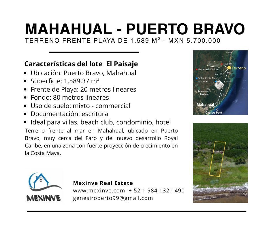 Lote en venta · Mahahual, Othón P. Blanco, Quintana Roo