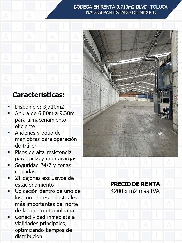 Nave industrial en renta · Industrial Alce Blanco, Naucalpan de Juárez, Estado de México