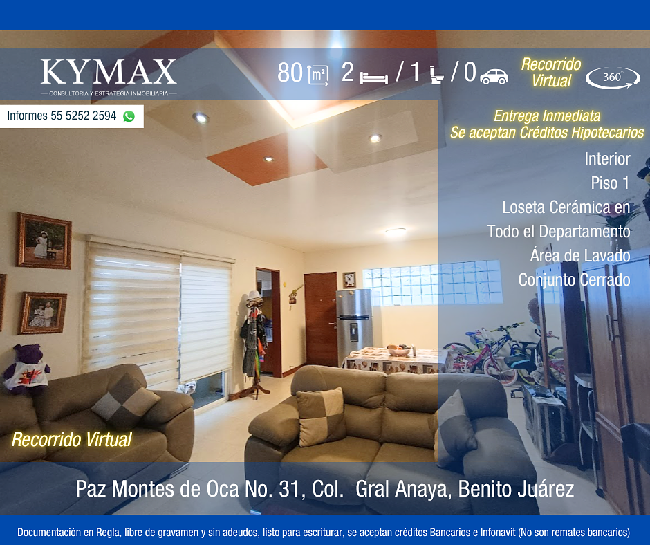 Departamento en venta · General Anaya, Benito Juárez, Ciudad de México