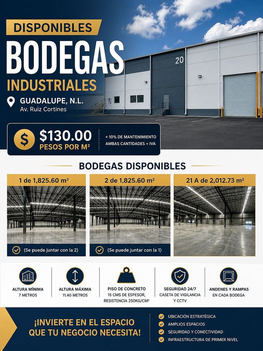 Nave industrial en renta · Ruiz Cortínes, Guadalupe, Nuevo León