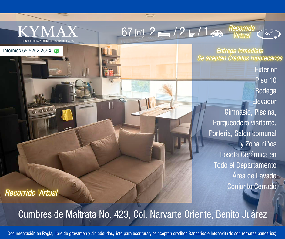 Departamento en venta · Narvarte Oriente, Narvarte, Benito Juárez, Ciudad de México