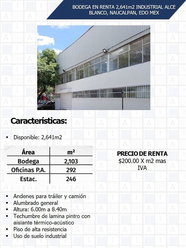 Nave industrial en renta · Industrial Alce Blanco, Naucalpan de Juárez, Estado de México