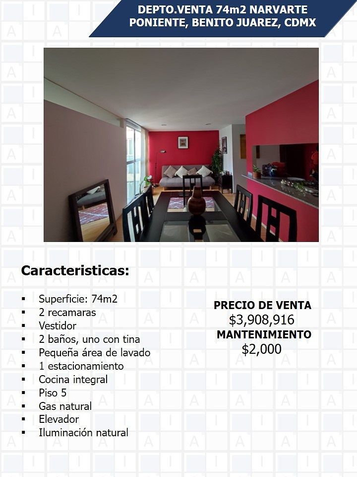 Departamento en venta · Narvarte Poniente, Narvarte, Benito Juárez, Ciudad de México
