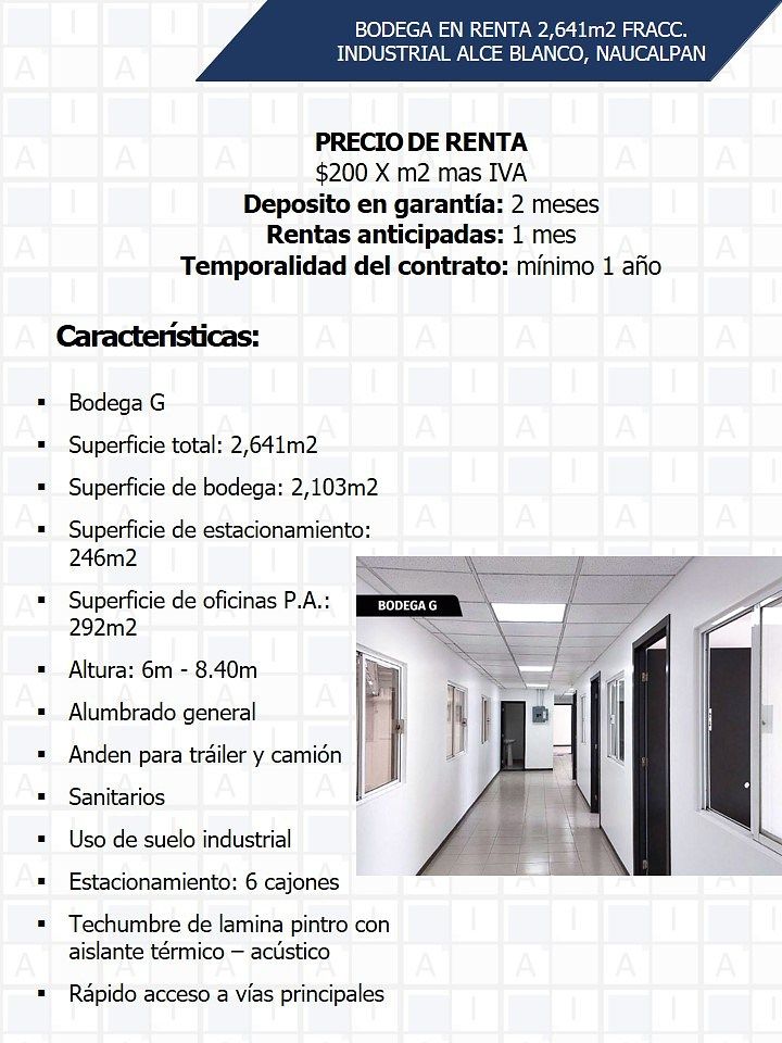 Nave industrial en renta · Industrial Alce Blanco, Naucalpan de Juárez, Estado de México