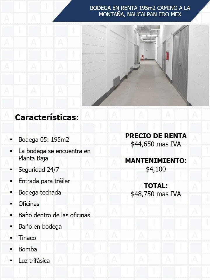 Bodega en renta · Industrial Alce Blanco, Naucalpan de Juárez, Estado de México