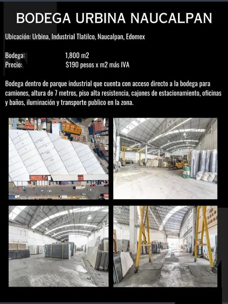 Bodega en renta · Industrial Tlatilco, Naucalpan de Juárez, Estado de México